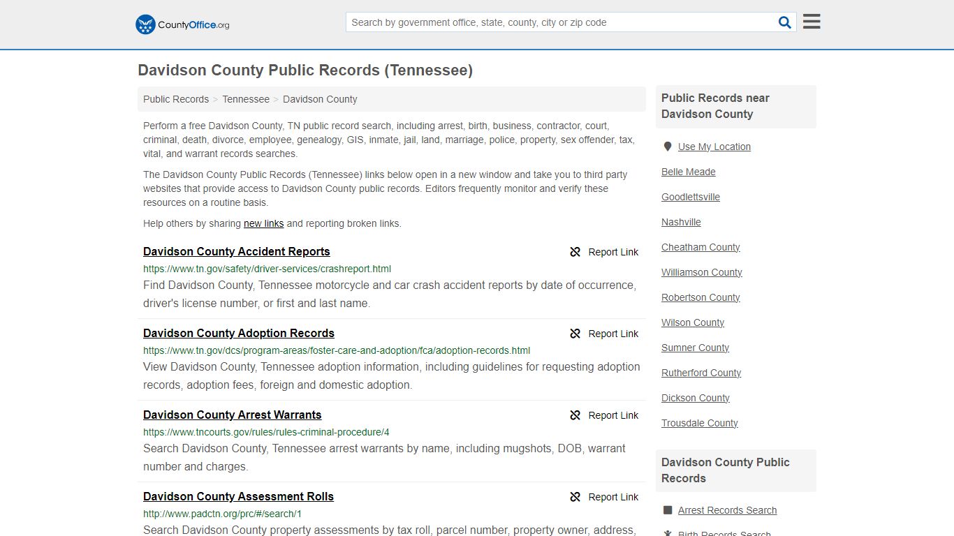 Davidson County Public Records (Tennessee) - County Office